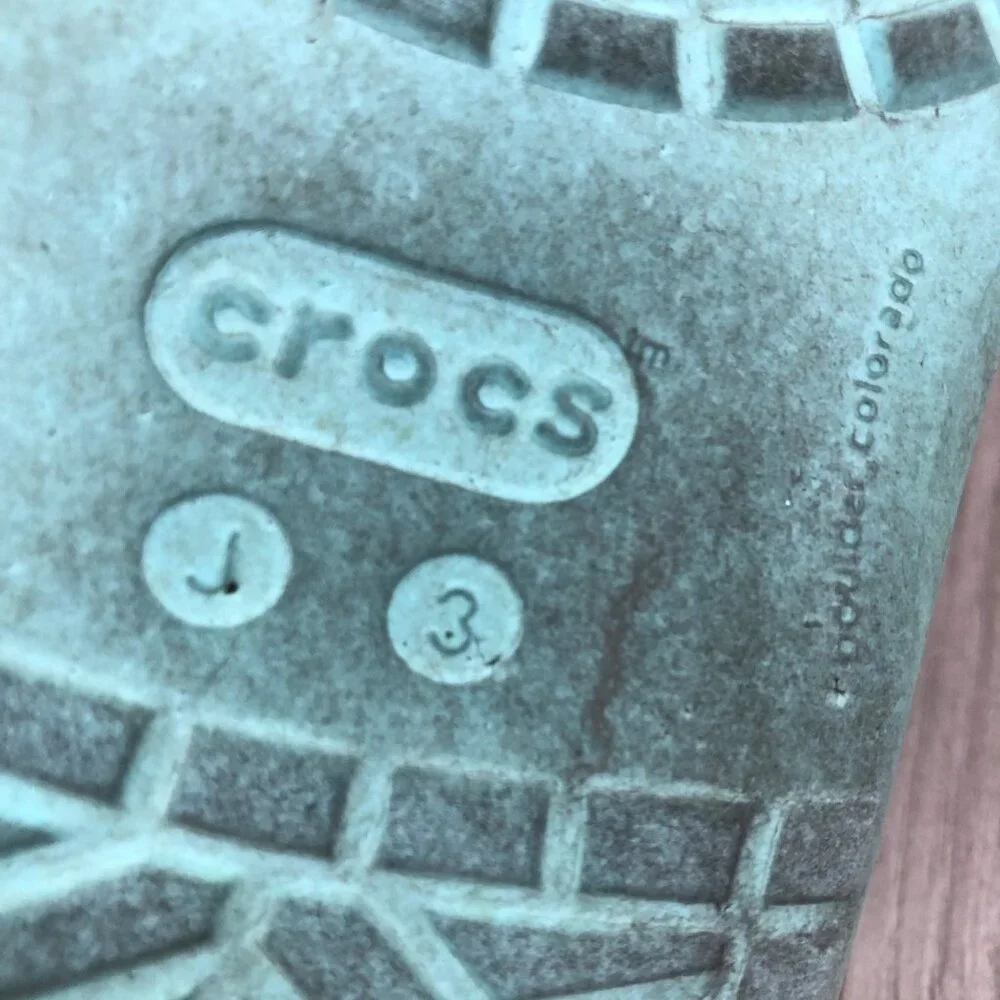Crocs Clogs Kids 3 Crocband Light Blue Pink Slip On Rubber Shoes